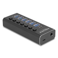 hub delock 7 puertos 10000 mbits modelo 64326 usb-c y usb-a con carcasa metalica