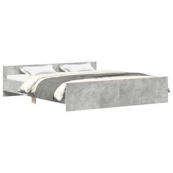 Estructura De Cama Con Cabecero Piecero Gris Hormigón 200x200cm Vidaxl