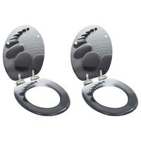 asiento inodoro wc 2 uds tapa de cierre suave mdf diseno rocas vidaxl