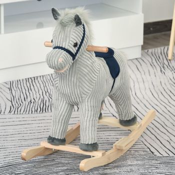 Caballito Balancín Para Niños +3 Años Con Sonidos Gris Y Azul Homcom