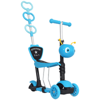 homcom 3 en 1 patinete para ninos de 18 meses scooter de 3 ruedas con asiento extraible manillar altura ajustable 62x25x725 cm azul   aosom espana