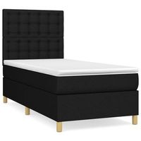 cama para adulto  cama individual  cama box spring con colchon tela negro 90x200 cm