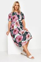 yours vestido rugoso de grandes flores tropicales mujer curvy y tallas grandes yours