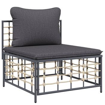 Conjunto De Salón De Patio (con Cojines, Mimbre De Poliéster Antracita)