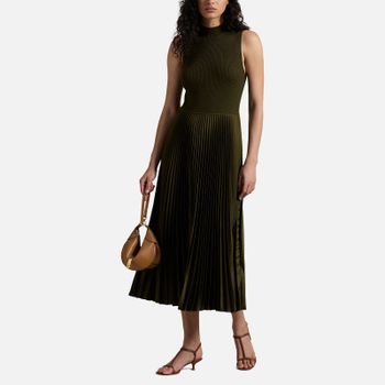 Polo Ralph Lauren Wynna Ribbed-Knit Plissé Dress - XS