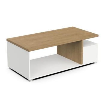 Mesa De Centro Rectangular Access - 3 Nichos - Roble Hamilton Y Blanco