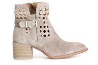 botin de piel de ante y trenzado con hebilla taupe 37