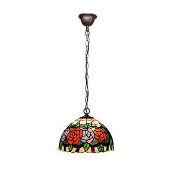 Colgante De Techo  Cadena Y Pantalla Tiffany D. 20cm  Rosy