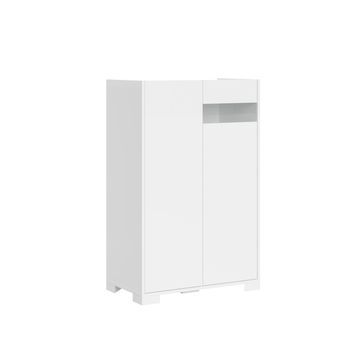 Aparador Alto 2 Puertas 70x35x110 Cm Riflesso Blanco Brillante