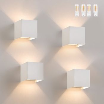 Nettlife Conjunto De 4 Lámparas Led Para Muro Exteriores, Blanco Caliente Ip65, Para Casa, Dormitorio, Pasillo, Escalera
