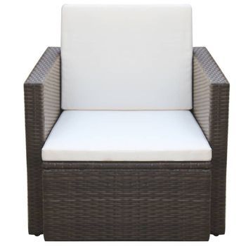 Sillas De Jardín | Silla De Exterior | Sillón Con Cojines Ratán Sintético Marrón
