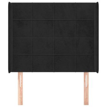 Cabecero Cama Mueble De Dormitorio Con Orejas De Terciopelo 83 X 16 X 118/128 Cm Negro M02_0004026