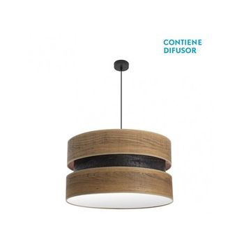 Colgante Colet 3xe27 Negro/madera Oscura Regx60x60 Cm