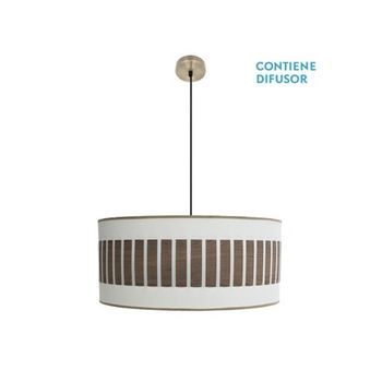 Colgante Ivanna 3xe27 Cuero/blanco-madera Oscura Regx60x60 Cm