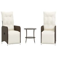 pack 2 uds sillas de jardin  silla de exterior  sillon reclinables con mesa ratan pe marron