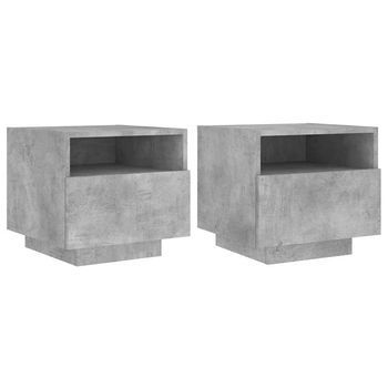 Mesitas De Noche Con Luces Led 2 Uds Gris Hormigón 40x39x37 Cm Vidaxl