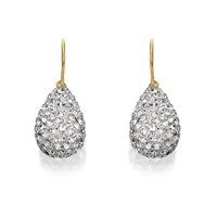9ct gold crystal teardrop hook wire drop earrings - 25mm drop - g1022