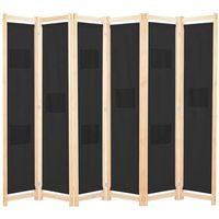 biombo divisor de 6 paneles de tela negro 240x170x4 cm vidaxl