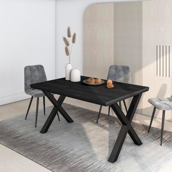 Mesa comedor efecto madera negro 140x90x74cm