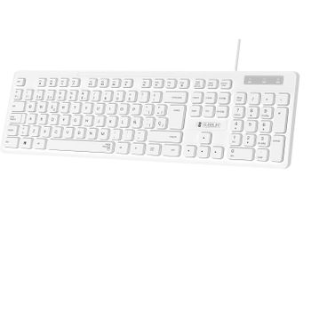 Subblim Business Slim Silencioso, Distribución de Teclado Español (QWERTY), Plug & Play a través de USB, Diseño Plano, Tecleo Silencioso, Blanco
