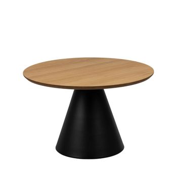 Mesa de centro redonda de madera ø65cm - madera ligera y negra