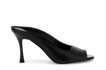sandalias tipo mule con punta abierta en piel napa black