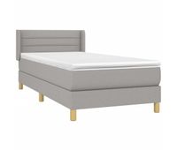 cama box spring con colchon tela gris claro 100x200 cm rayas horizontales