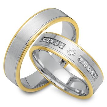 Alianzas 8 quilates oro amarillo-blanco 11 diamantes
