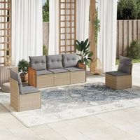 conjunto de sofas jardin con cojines 5 uds  mueble jardin mesa y sillas ratan sintetico beige cfw857688