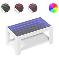 mesa de cafe  mesa de centro con led madera de ingenieria blanca 93x53x45 cm