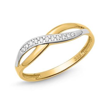 8 quilates anillo de oro plata oro giro circonita