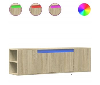 Mueble tv - mesa de tv de pared con luces led roble sonoma 135x31x39,5 cm