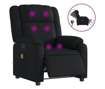 Vidaxl sillón de masaje reclinable eléctrico cuero sintético negro