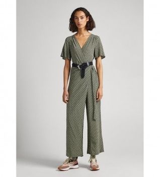 Pepe Jeans para mujer. PL230462 Mono Fama verde (M), Casual, Viscosa, Manga corta, Sostenible