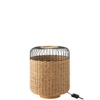 lampara de sobremesa de metal y fibra beige 27x27x345 cm