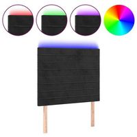 cabecero con luces led terciopelo negro 90x5x118128 cm