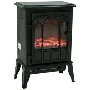 HOMCOM Chimenea Eléctrica de Pie Movible y Decorativo Calefactor Estufa 1000/2000W Llama LED con Termostato 39x23x56.5cm   Aosom España