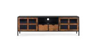 mueble tv con 2 puertas y 2 cajones de cristal hechos a mano