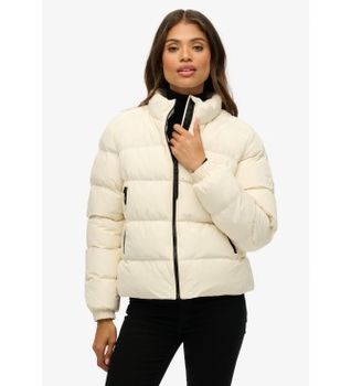 Superdry para mujer. W5012006A Chaqueta Sports Puffer blanco roto (XL), Casual, Poliéster