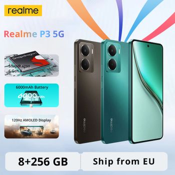 Versión Global del Teléfono Inteligente Realme P3 5G, Snapdragon 6 Gen 4, Pantalla AMOLED de 6.67'' y 120Hz, Batería de 6000 mAh, Cámara IA de 50MP, IP69