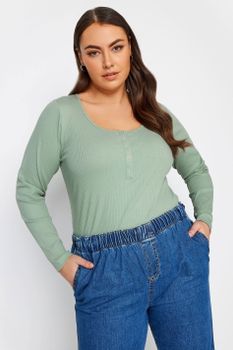 Yours Top Verde Salvia Con Botones Automáticos, Mujer Curvy Y Tallas Grandes, Yours