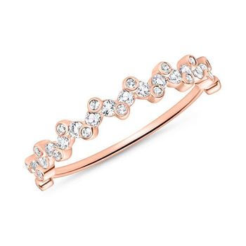 Anillo para mujer en oro rosa 14 quilates con topacios blancos