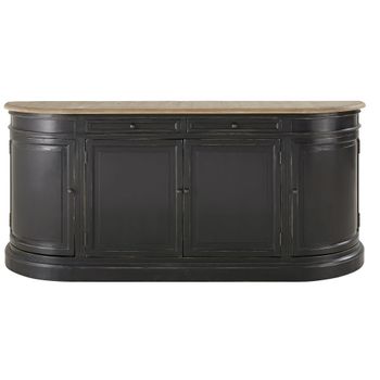 Aparador de pino reciclado negro de 190 cm