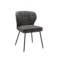 silla tejido jaspeado gris oscuro ribetes y patas negras