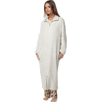 Admas Polar Rosas Jacquard Chaqueta larga de interior para mujer