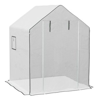 Outsunny Cubierta de Repuesto para Invernadero 140x143x190cm con Ventana Puerta Enrollable Anti-UV para Plantas Jardín Blanco