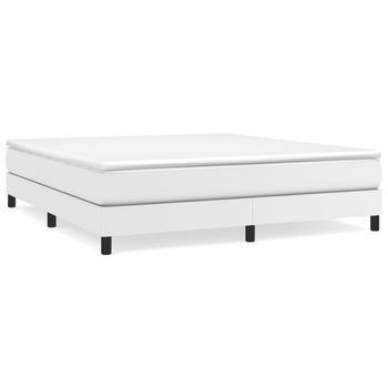 Cama Box Spring Con Colchón Cuero Sintético Blanco 160x200 Cm Vidaxl