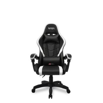Silla gaming Nasa Orion respaldo ajustable negro y blanco 120 kg