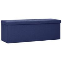 banco de almacenamiento plegable lino sintetico azul vidaxl