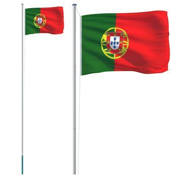 Mástil Y Bandera De Portugal Aluminio 6,08 M Vidaxl